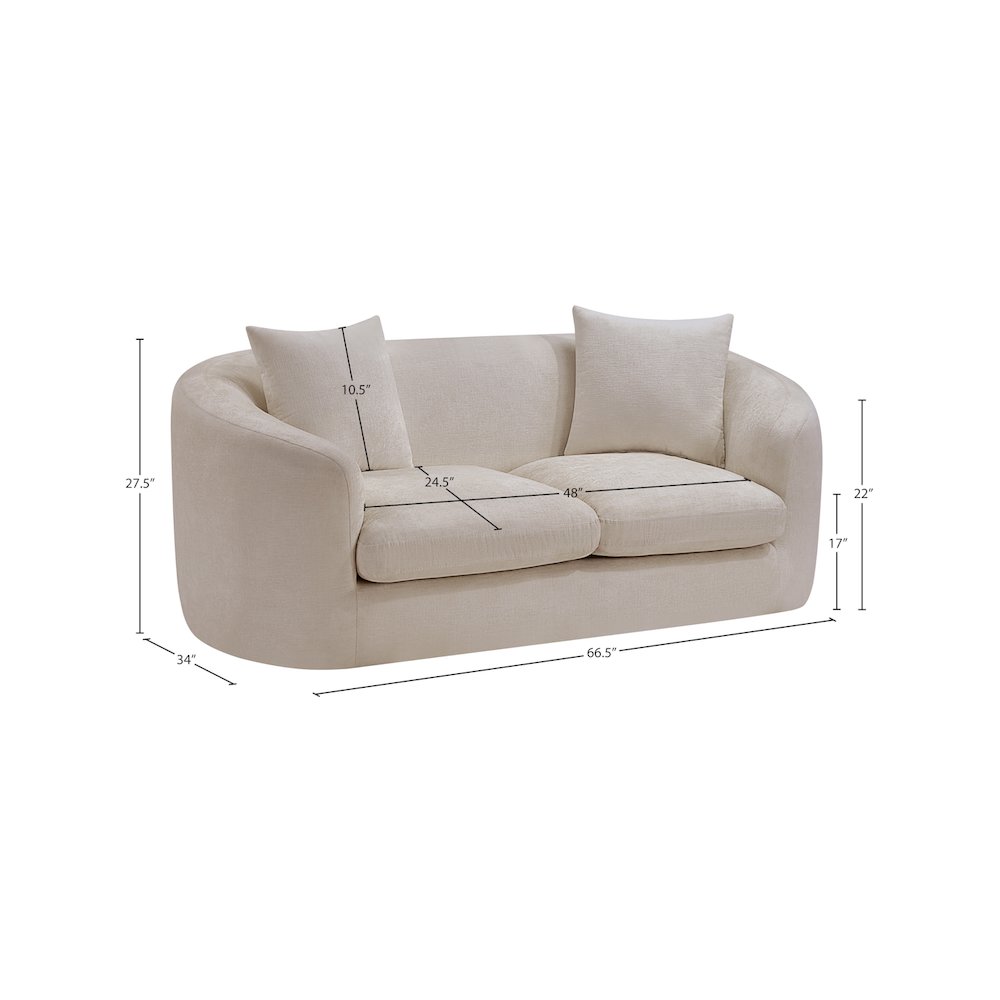 Penelope Beige Chenille Fabric Loveseat. Picture 14