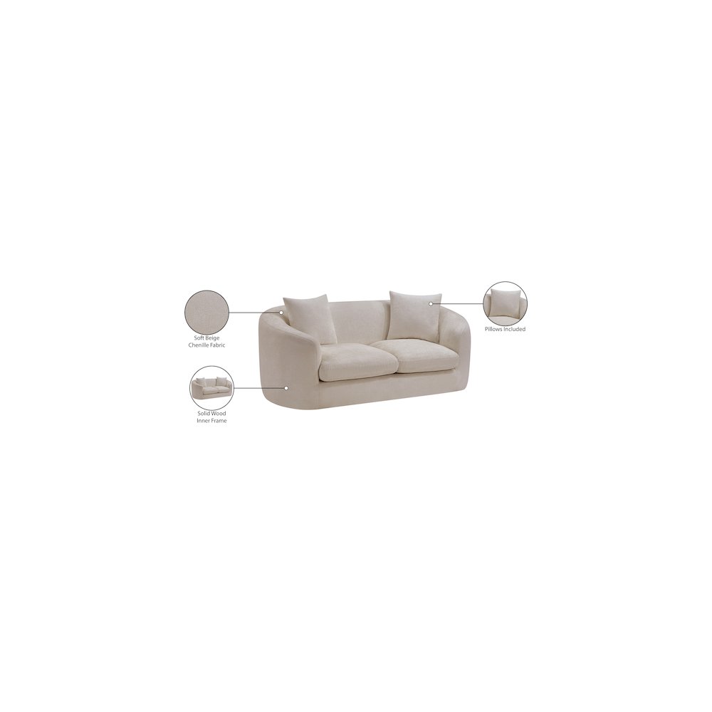 Penelope Beige Chenille Fabric Loveseat. Picture 15