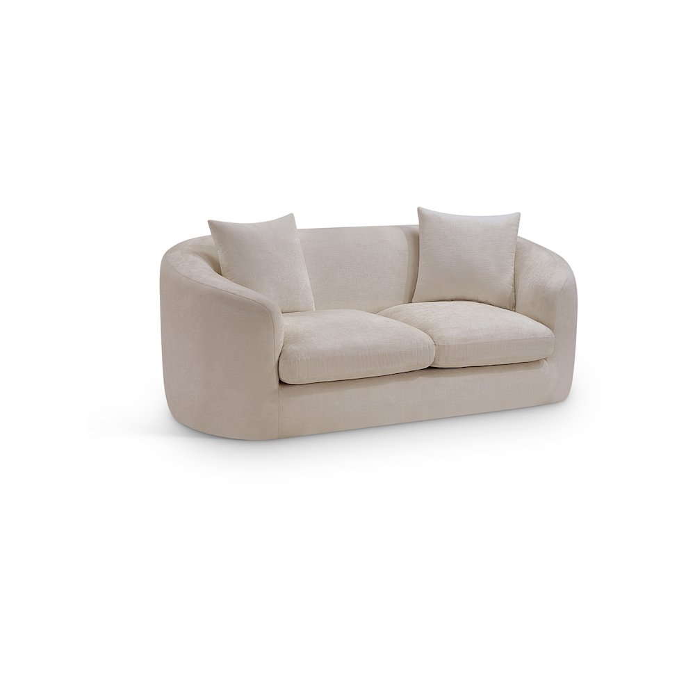 Penelope Beige Chenille Fabric Loveseat. Picture 1