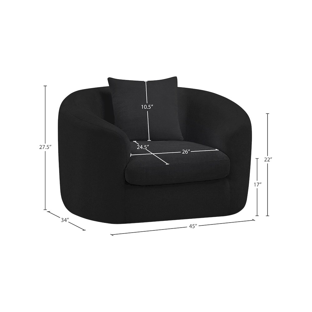 Penelope Black Chenille Fabric Chair. Picture 12