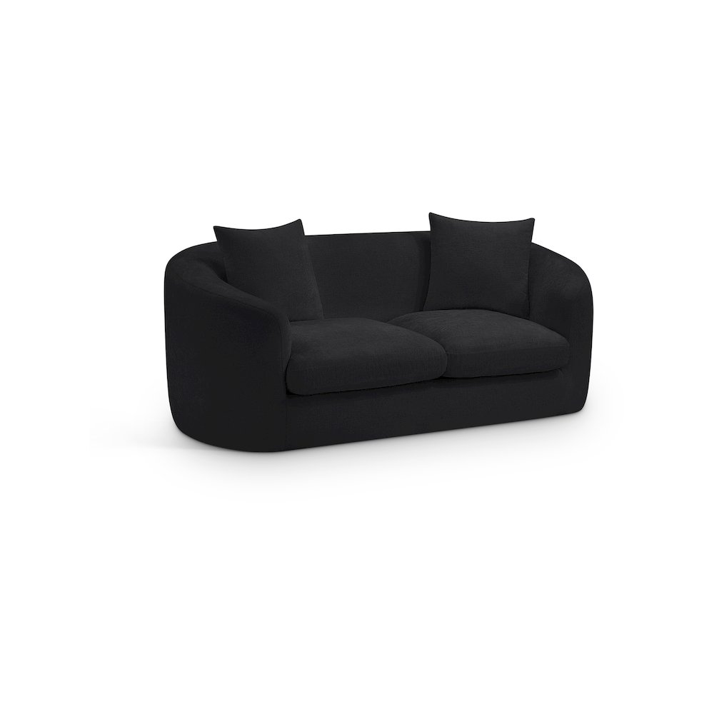 Penelope Black Chenille Fabric Loveseat. Picture 1