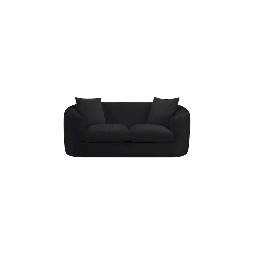 Penelope Black Chenille Fabric Loveseat. Picture 2