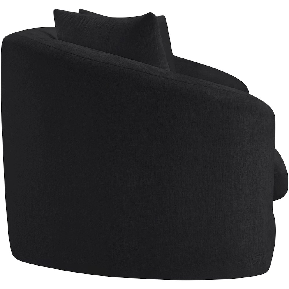 Penelope Black Chenille Fabric Loveseat. Picture 3
