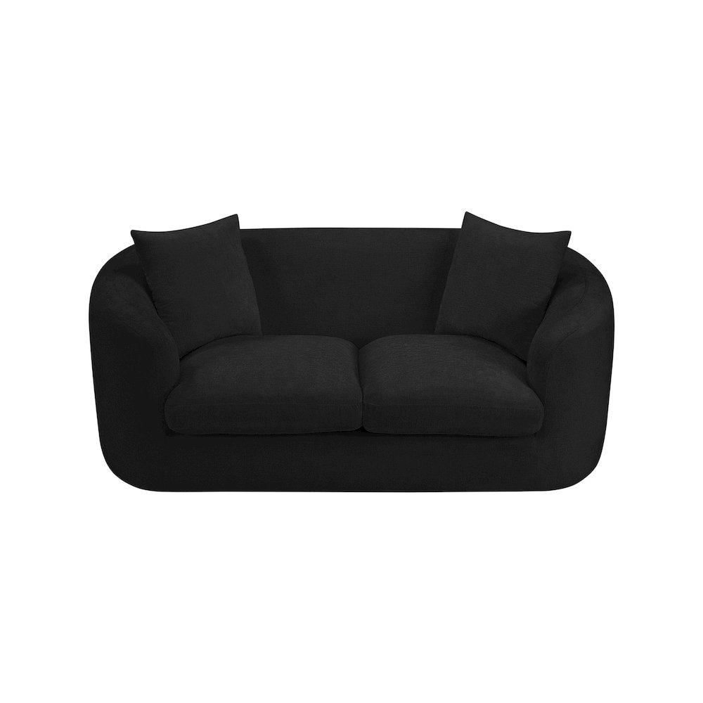 Penelope Black Chenille Fabric Loveseat. Picture 5