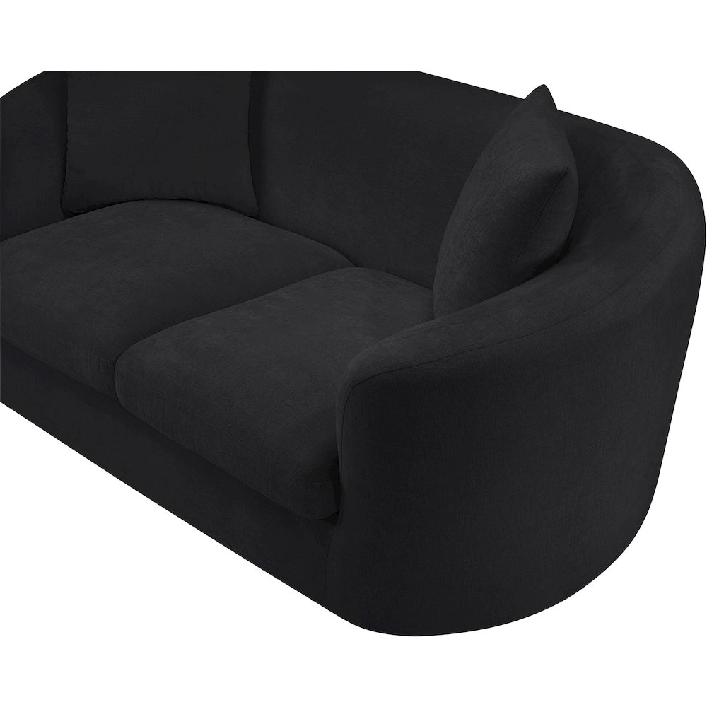 Penelope Black Chenille Fabric Loveseat. Picture 8