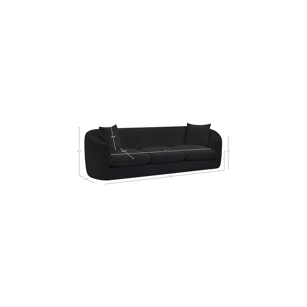 Penelope Black Chenille Fabric Sofa. Picture 14