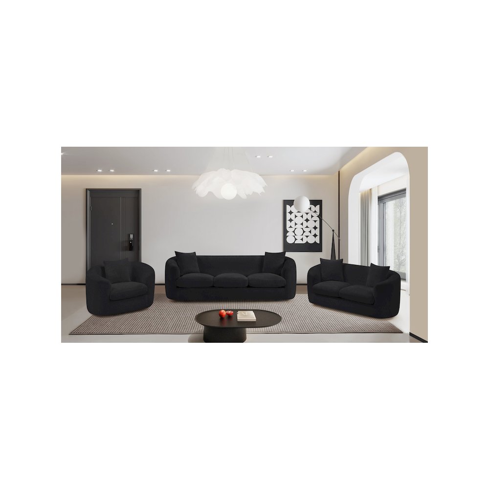 Penelope Black Chenille Fabric Sofa. Picture 13