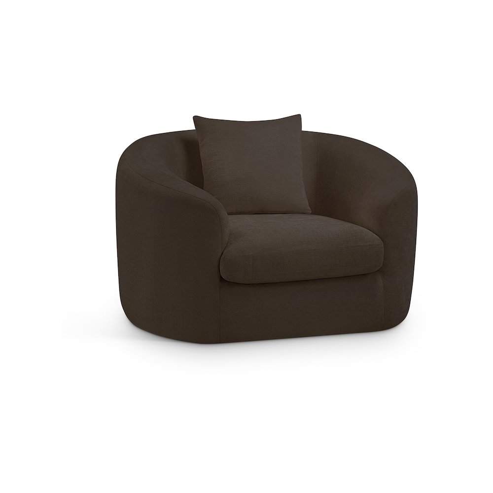 Penelope Brown Chenille Fabric Chair. Picture 1