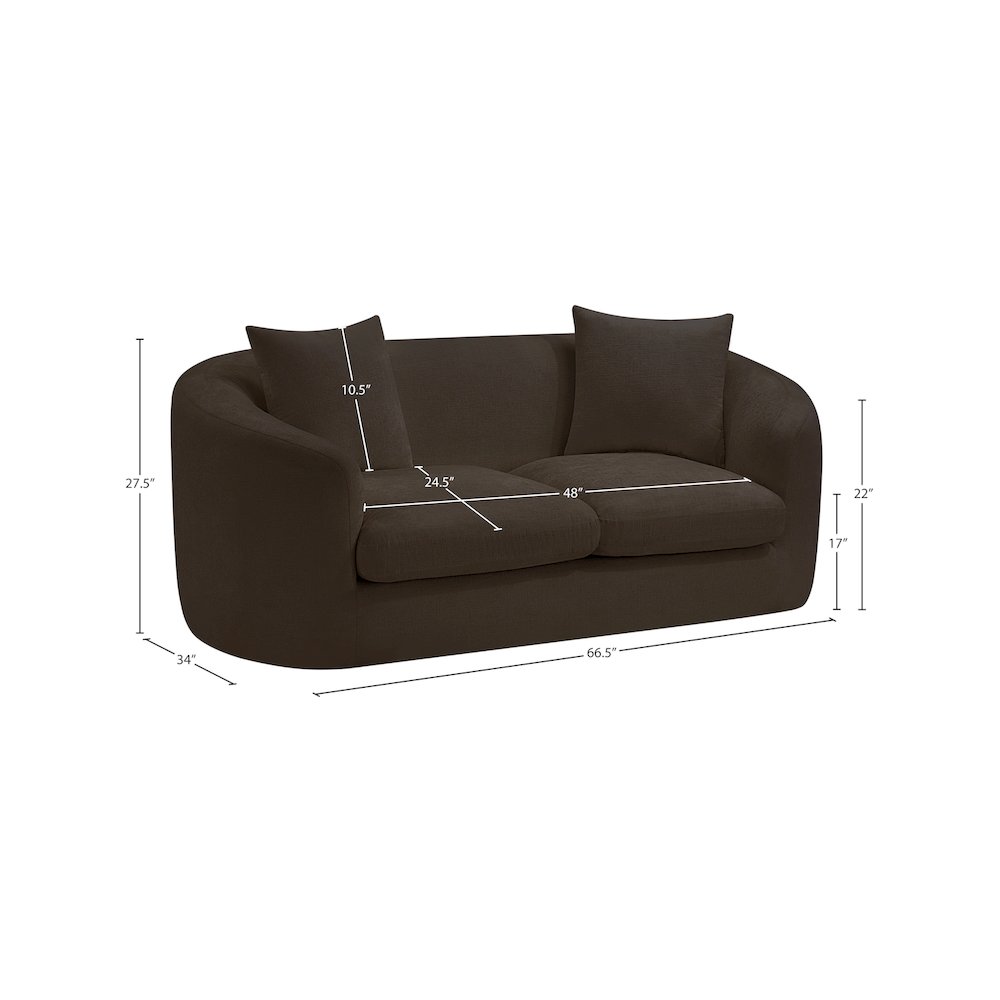 Penelope Brown Chenille Fabric Loveseat. Picture 14