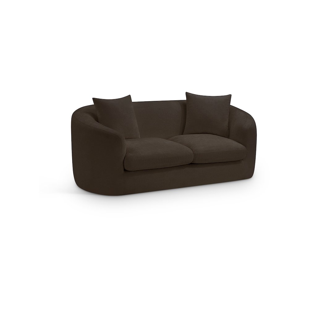 Penelope Brown Chenille Fabric Loveseat. Picture 1