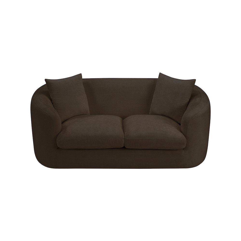 Penelope Brown Chenille Fabric Loveseat. Picture 5