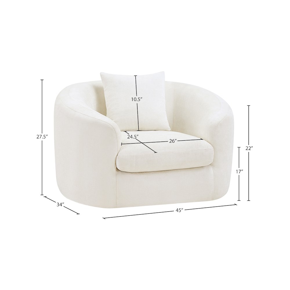 Penelope Cream Chenille Fabric Chair. Picture 12