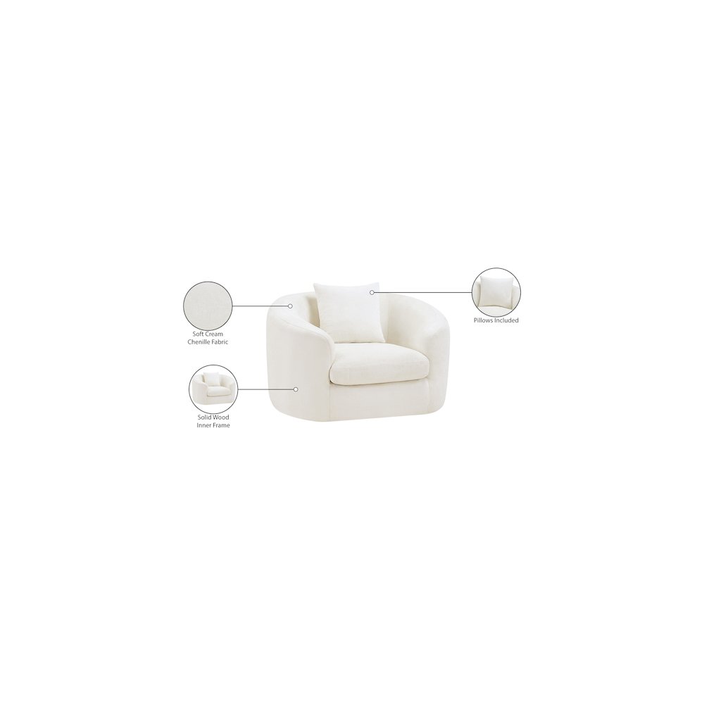 Penelope Cream Chenille Fabric Chair. Picture 13