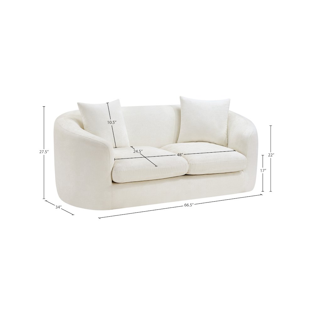 Penelope Cream Chenille Fabric Loveseat. Picture 14