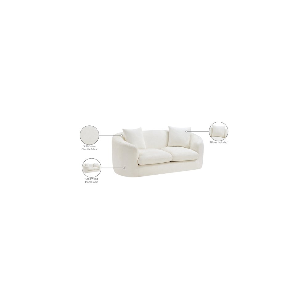 Penelope Cream Chenille Fabric Loveseat. Picture 15