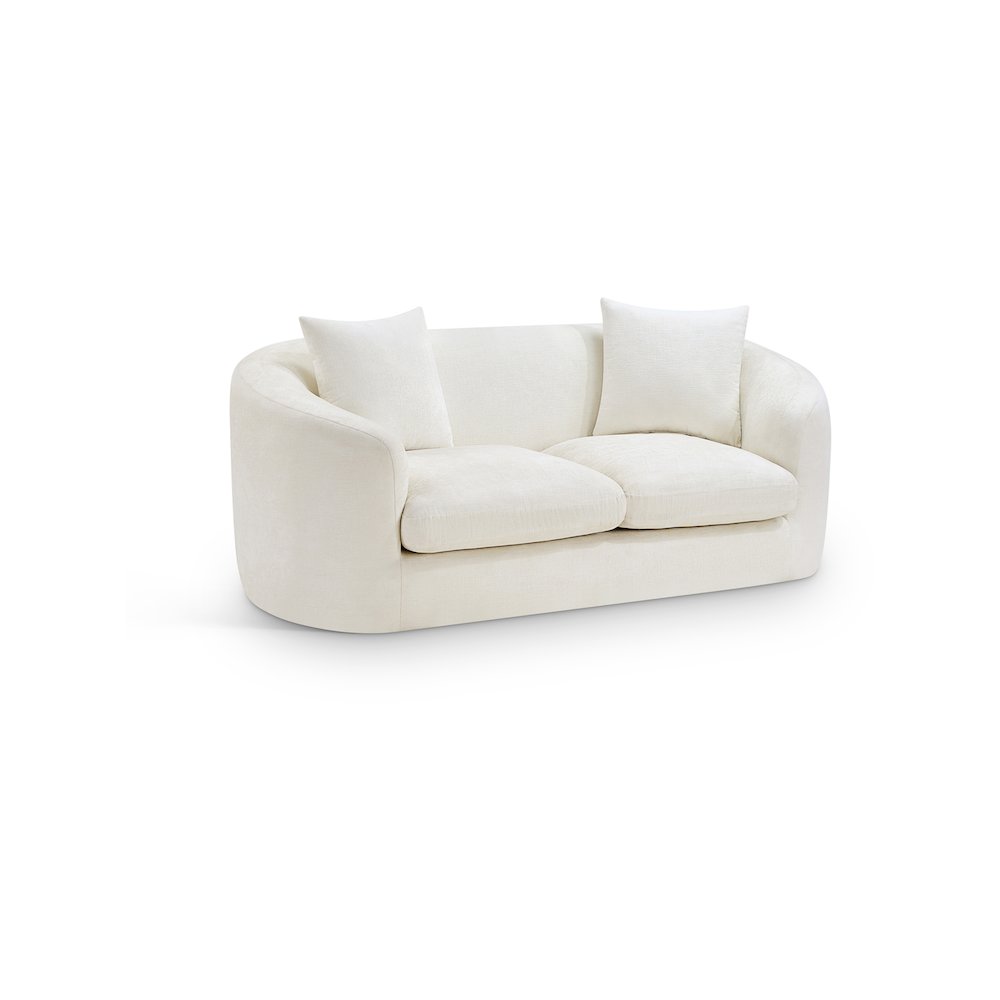 Penelope Cream Chenille Fabric Loveseat. Picture 1