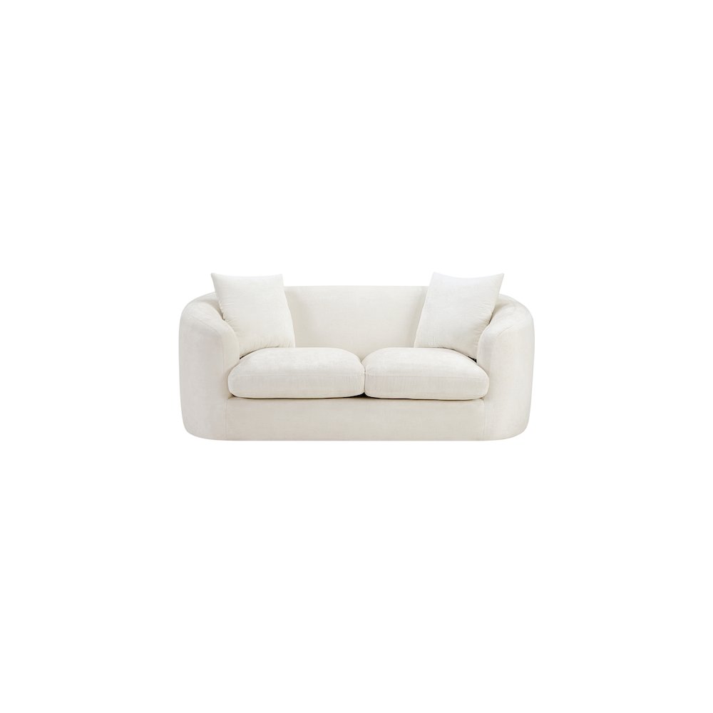 Penelope Cream Chenille Fabric Loveseat. Picture 2