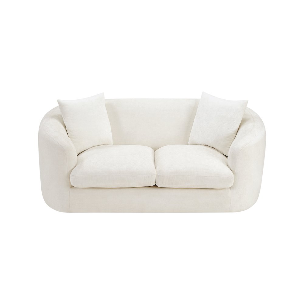 Penelope Cream Chenille Fabric Loveseat. Picture 5