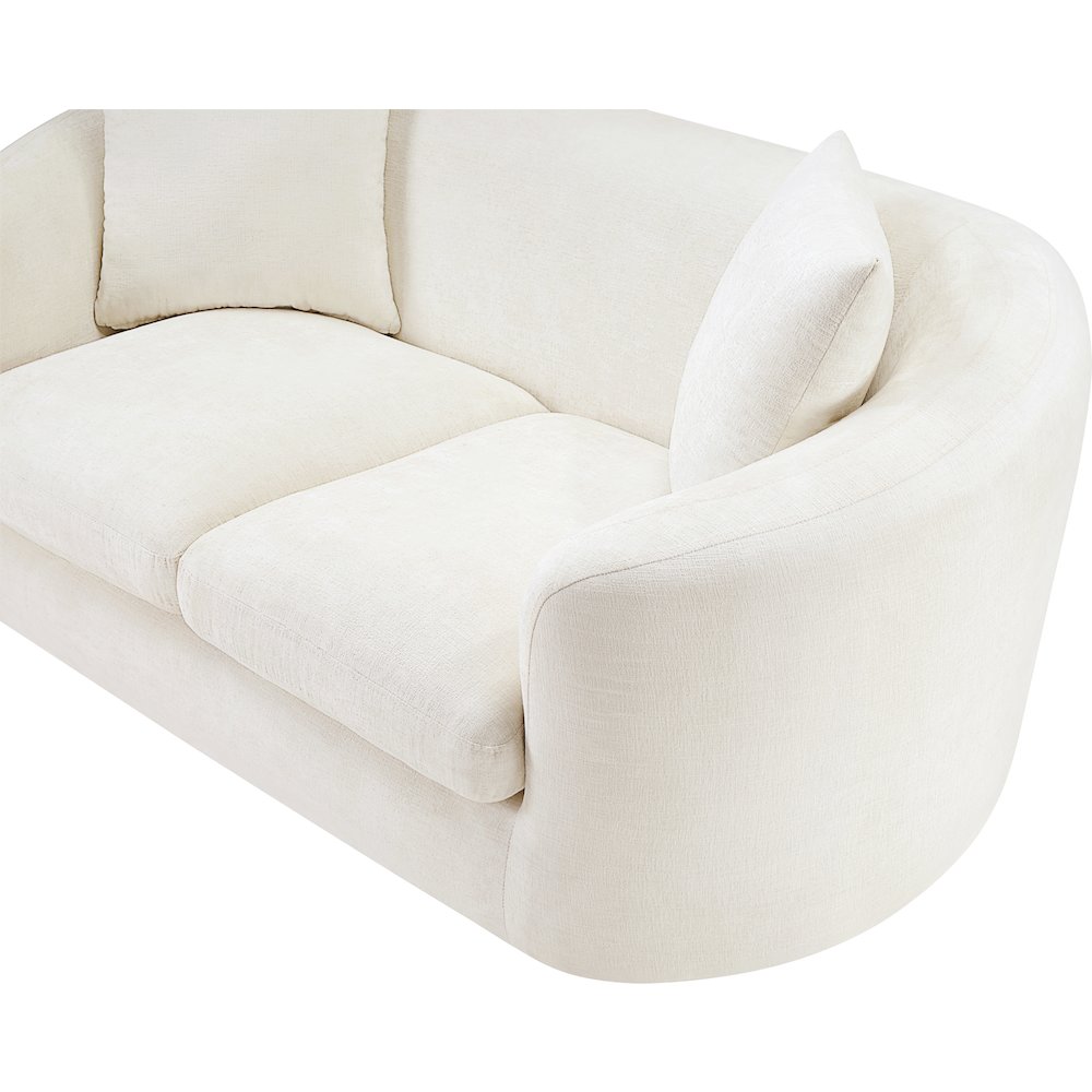 Penelope Cream Chenille Fabric Loveseat. Picture 8