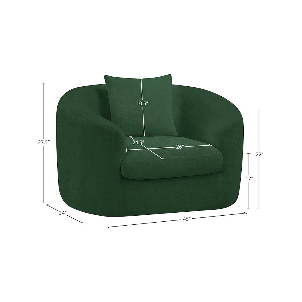 Penelope Green Chenille Fabric Chair. Picture 12
