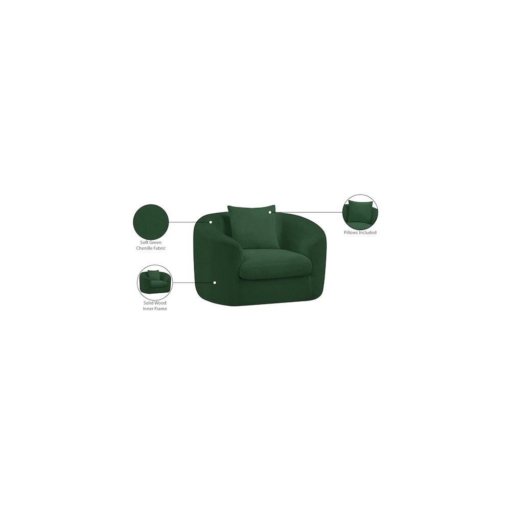 Penelope Green Chenille Fabric Chair. Picture 13