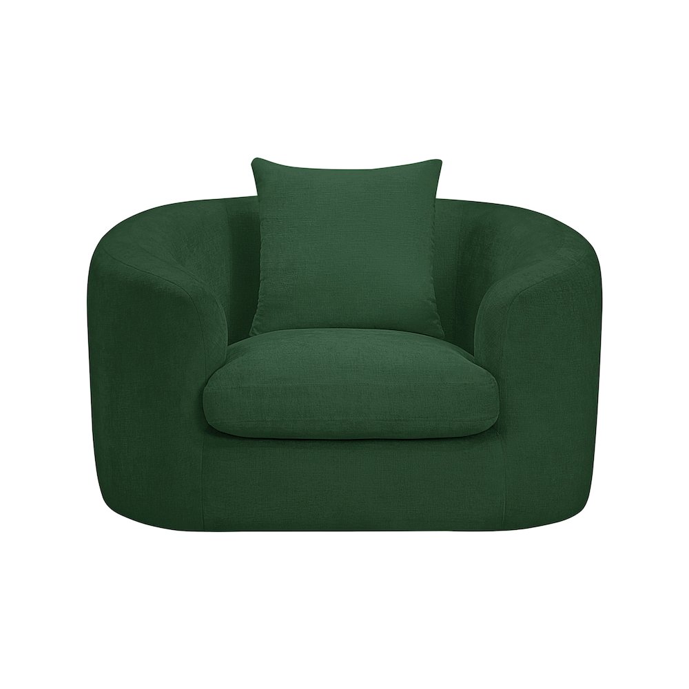 Penelope Green Chenille Fabric Chair. Picture 2