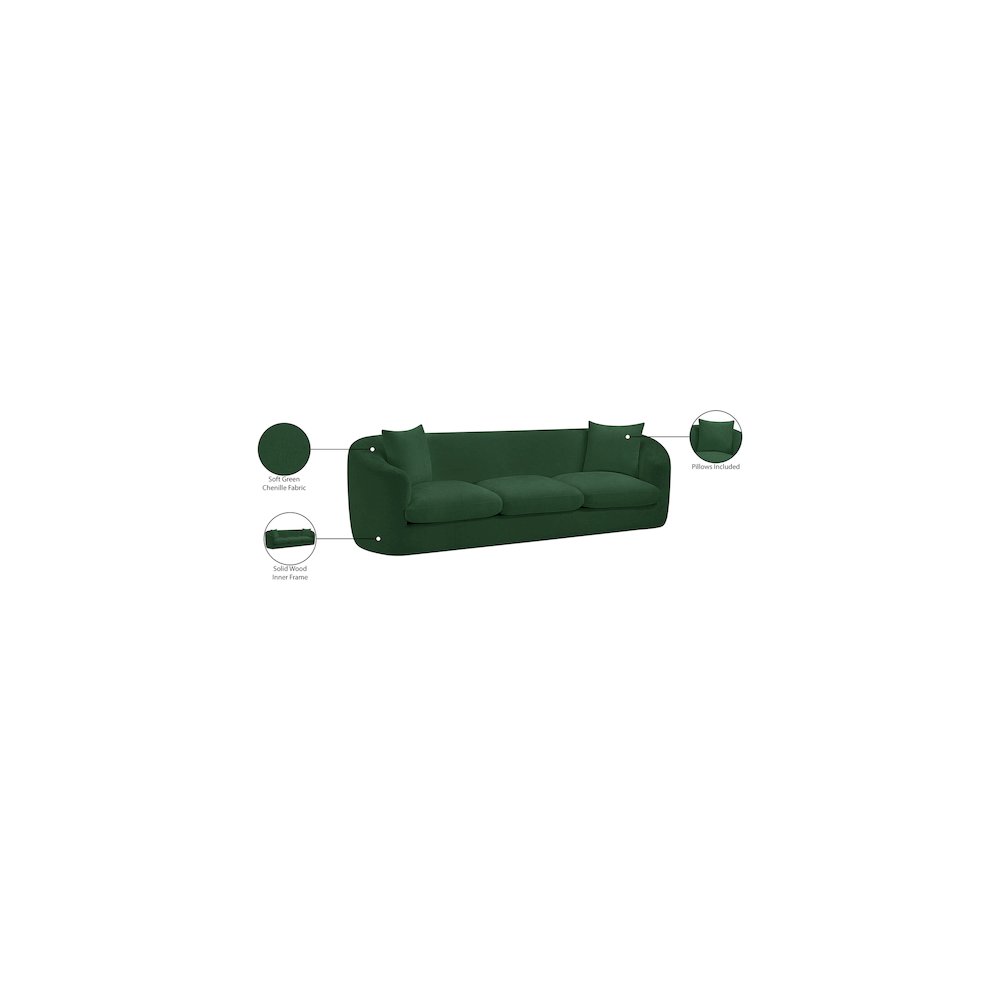 Penelope Green Chenille Fabric Sofa. Picture 15
