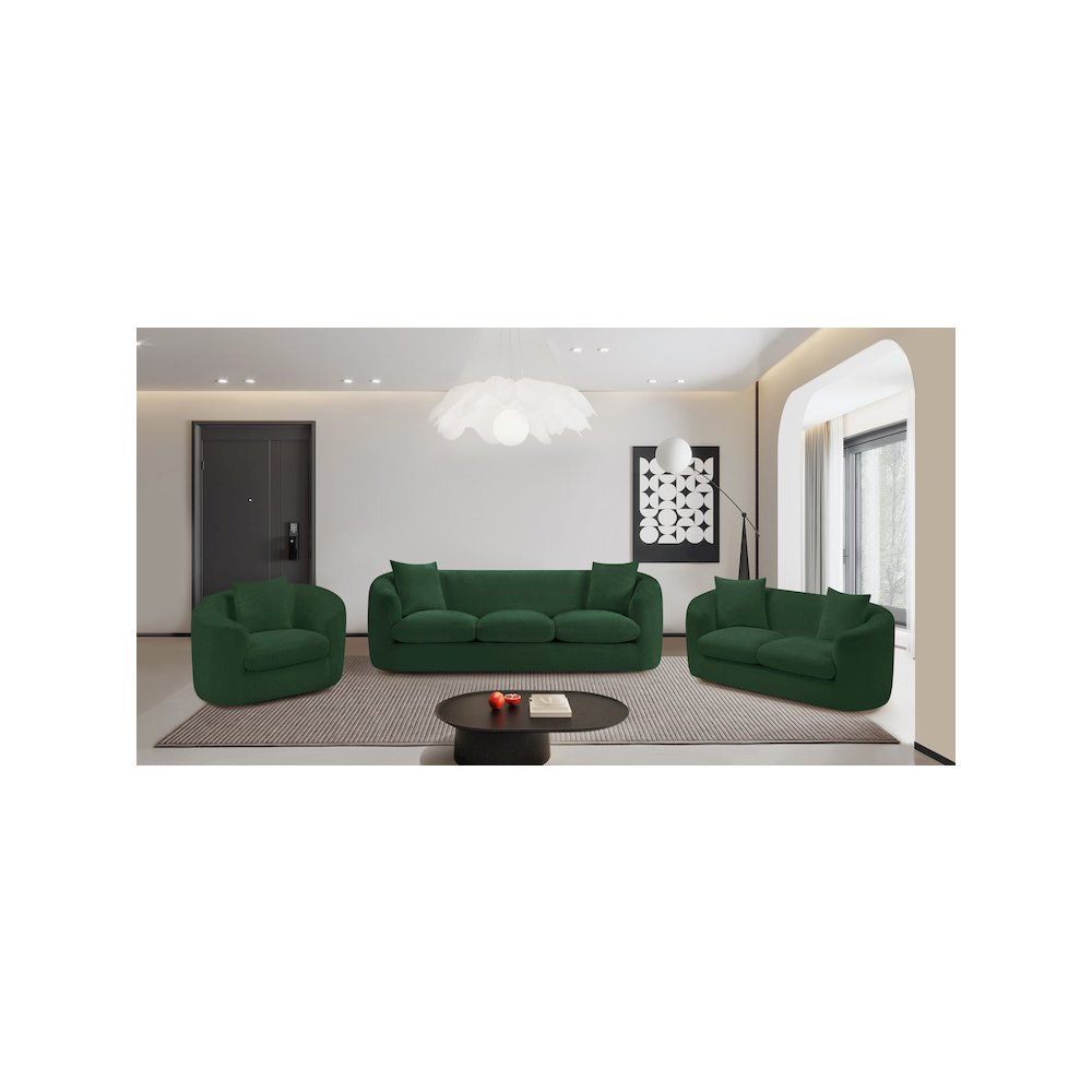 Penelope Green Chenille Fabric Sofa. Picture 13