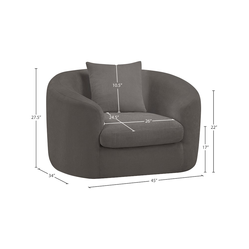 Penelope Grey Chenille Fabric Chair. Picture 12