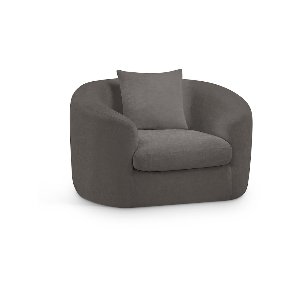 Penelope Grey Chenille Fabric Chair. Picture 1