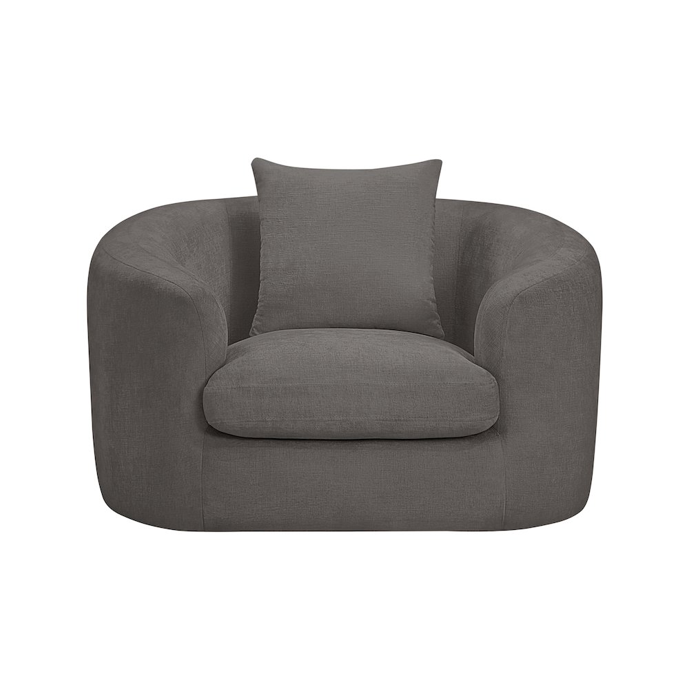 Penelope Grey Chenille Fabric Chair. Picture 2