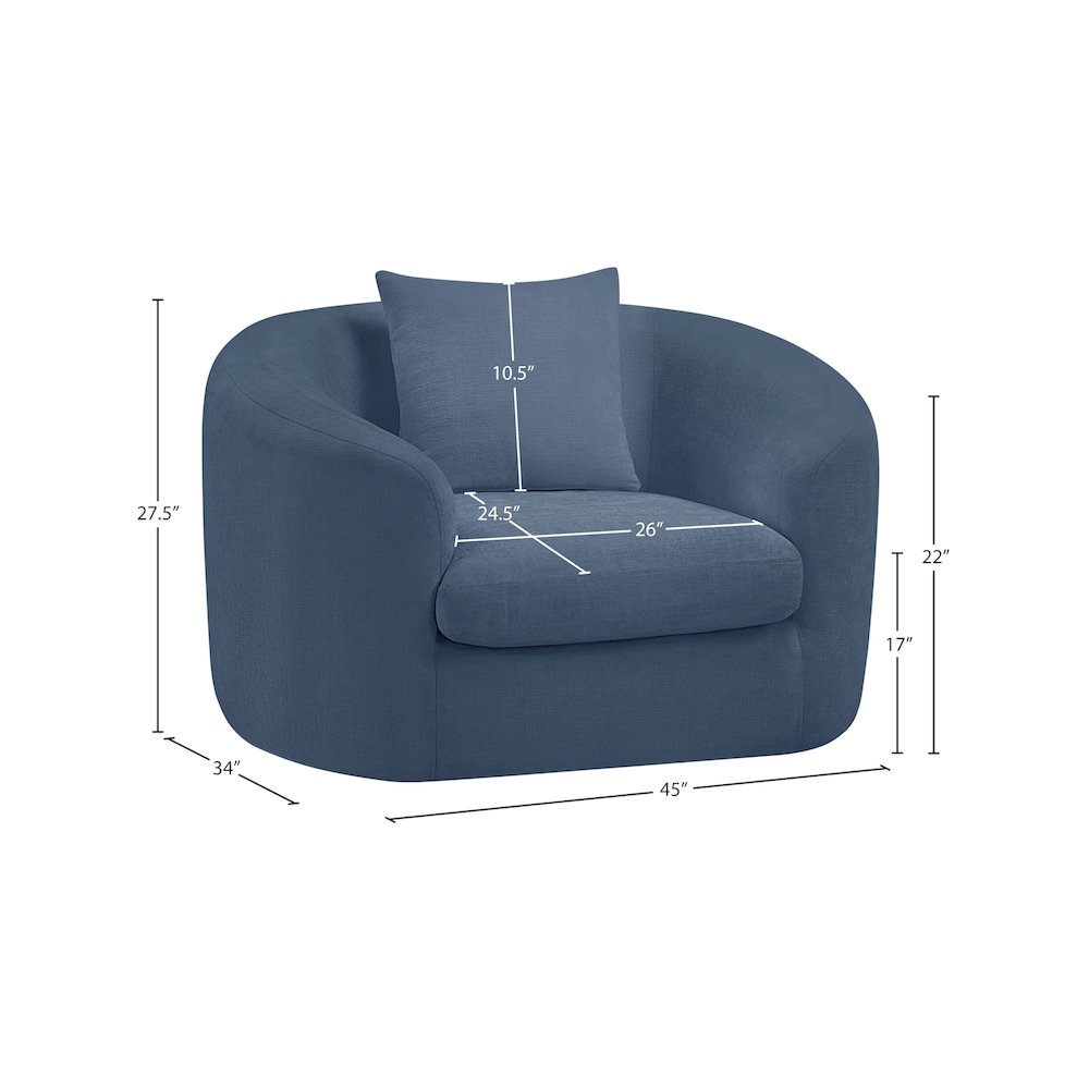 Penelope Light Blue Chenille Fabric Chair. Picture 12
