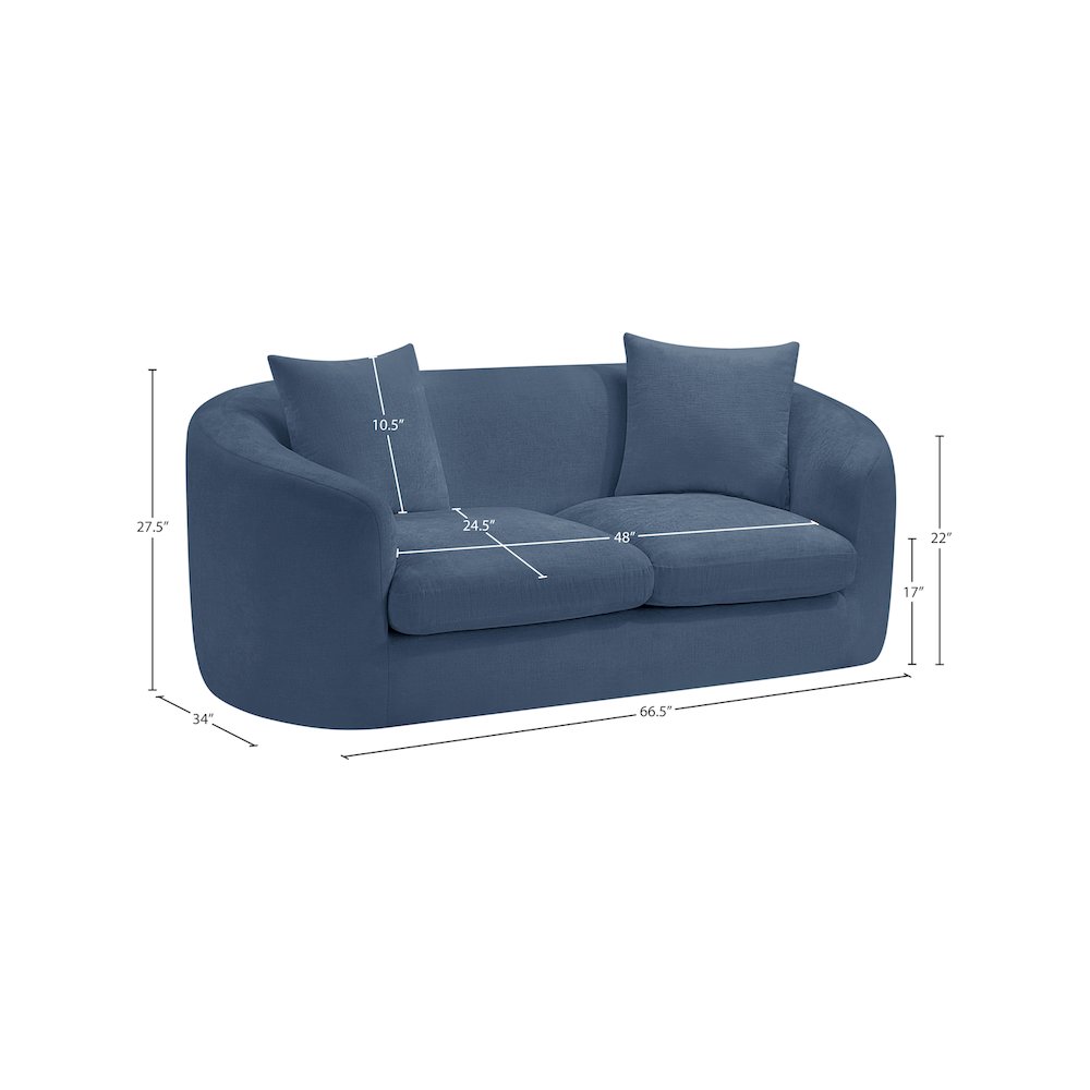 Penelope Light Blue Chenille Fabric Loveseat. Picture 14