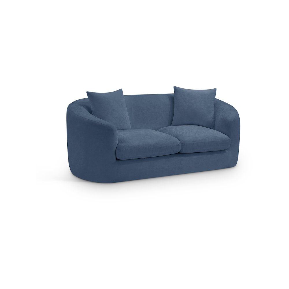 Penelope Light Blue Chenille Fabric Loveseat. Picture 1