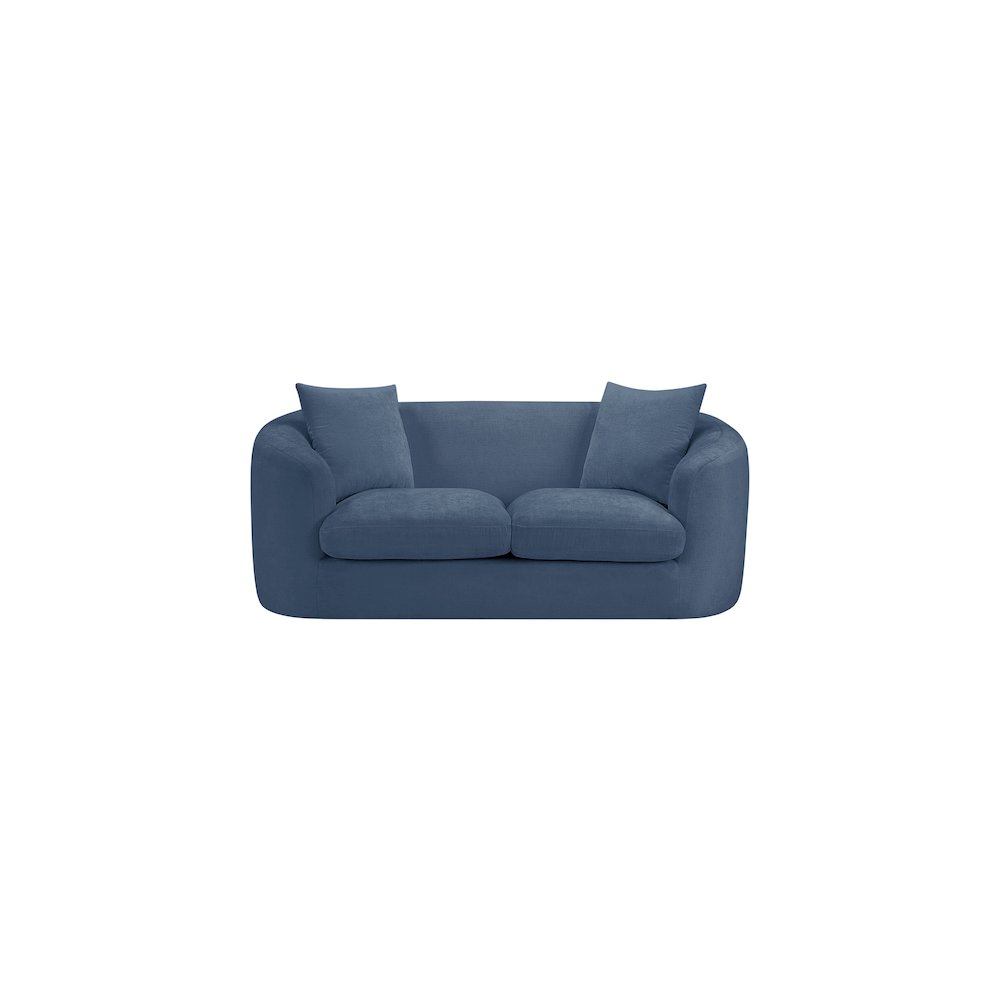 Penelope Light Blue Chenille Fabric Loveseat. Picture 2