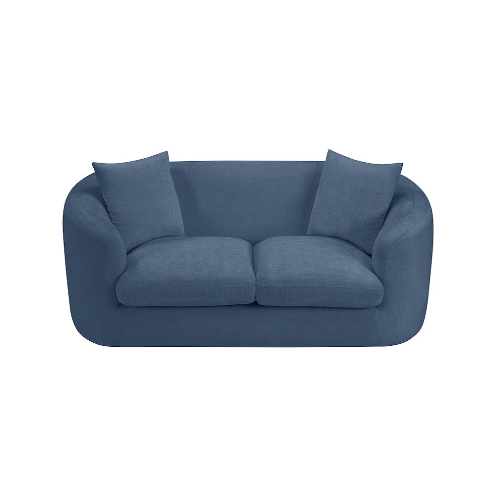 Penelope Light Blue Chenille Fabric Loveseat. Picture 5