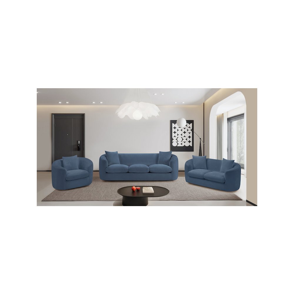 Penelope Light Blue Chenille Fabric Loveseat. Picture 13