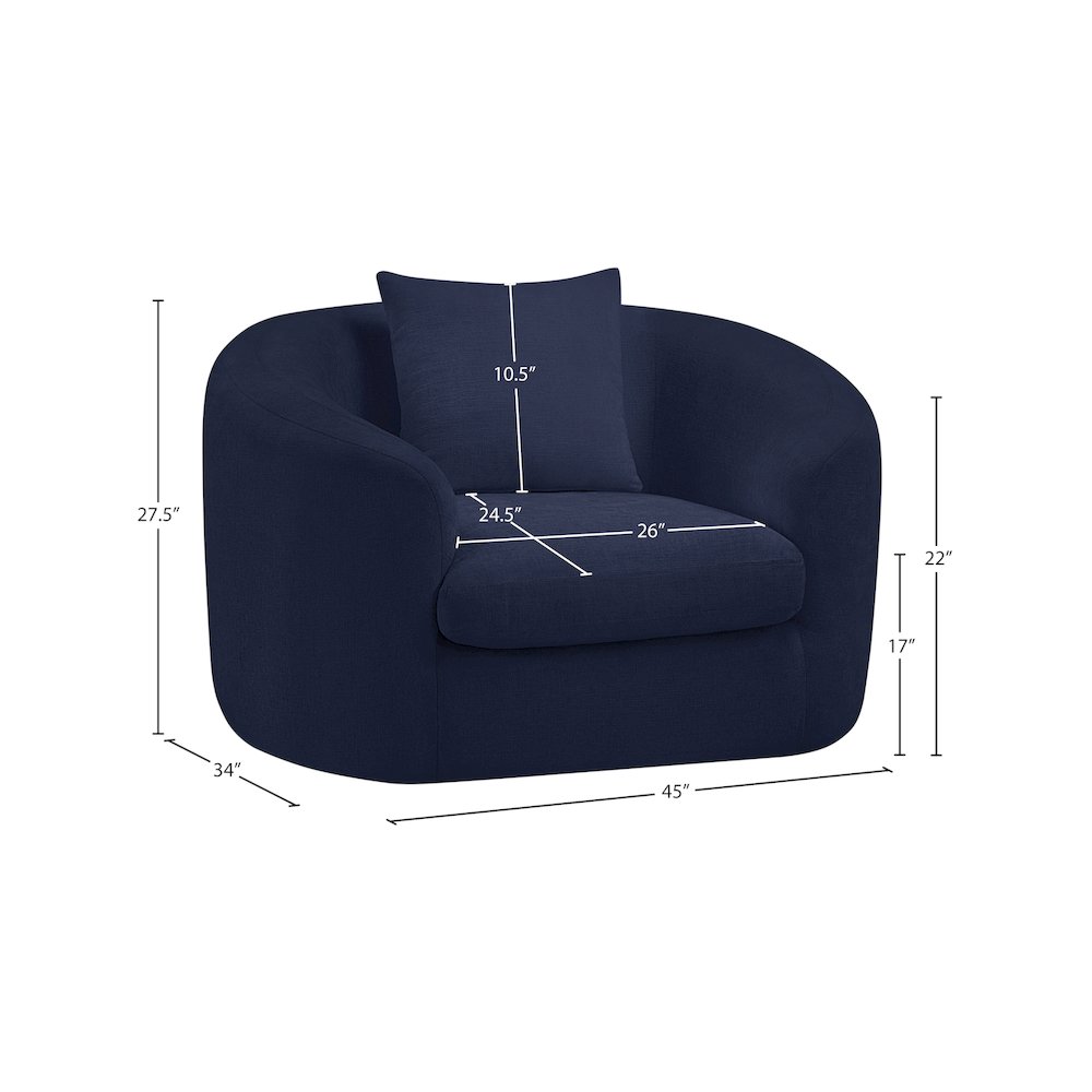 Penelope Navy Chenille Fabric Chair. Picture 12