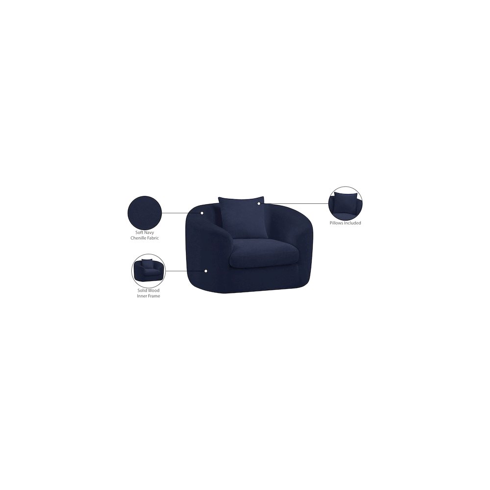 Penelope Navy Chenille Fabric Chair. Picture 13