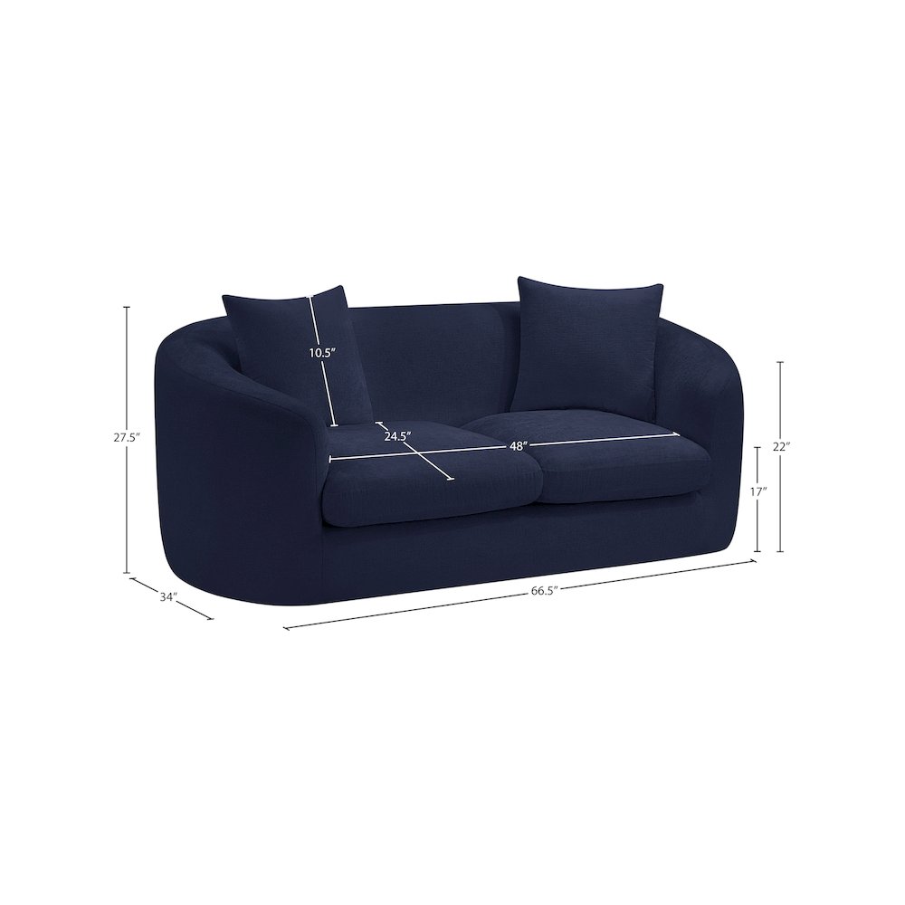 Penelope Navy Chenille Fabric Loveseat. Picture 14