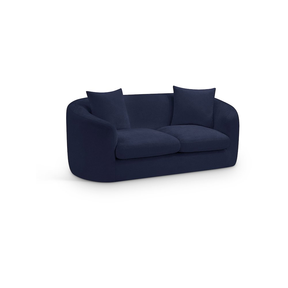 Penelope Navy Chenille Fabric Loveseat. Picture 1