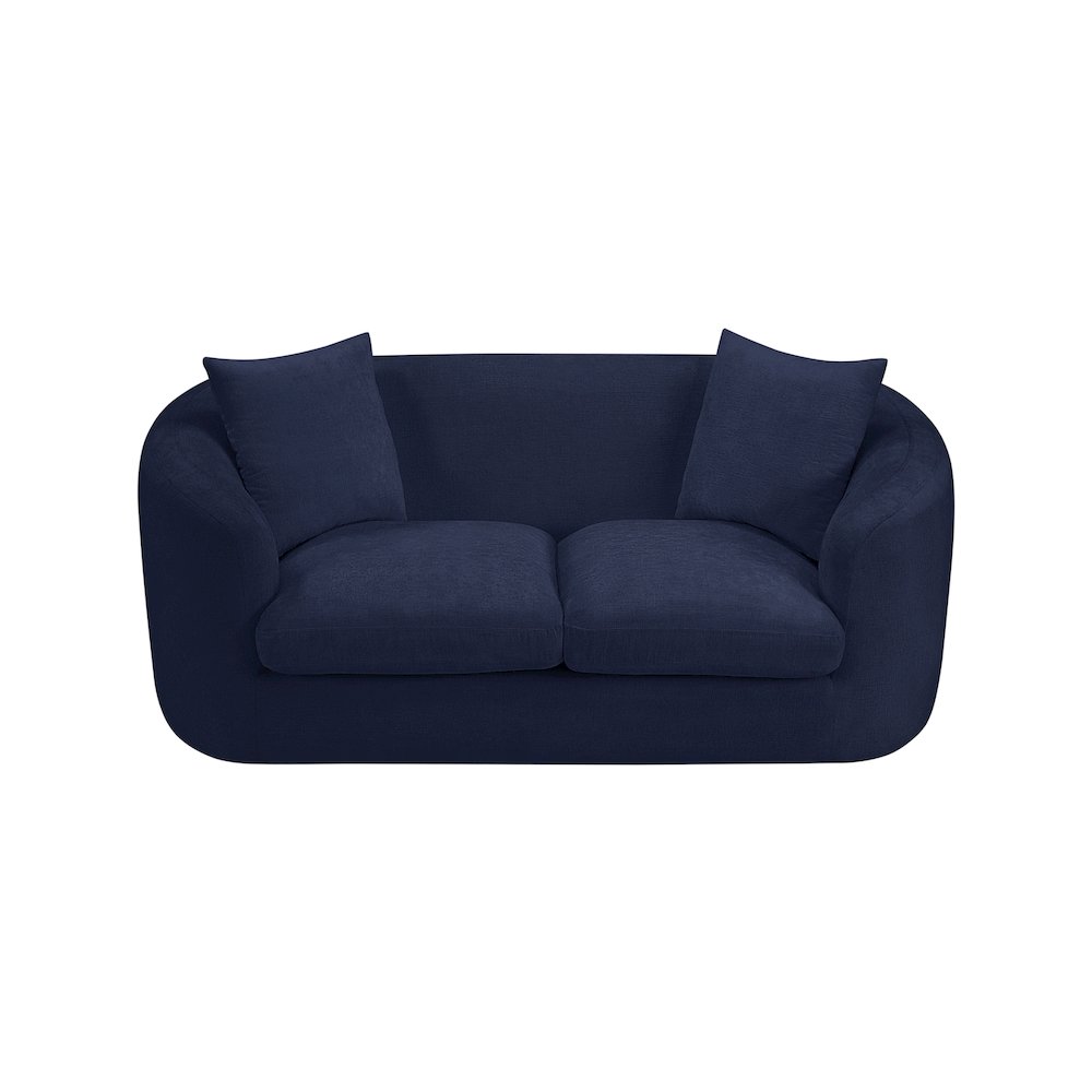 Penelope Navy Chenille Fabric Loveseat. Picture 5