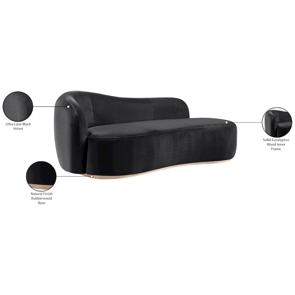 Gustavo Black Velvet Upholstered Chaise. Picture 8