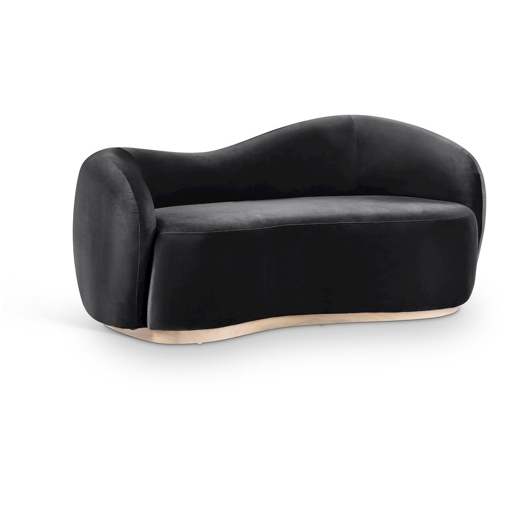 Gustavo 72.5" Black Velvet Upholstered Loveseat. Picture 1