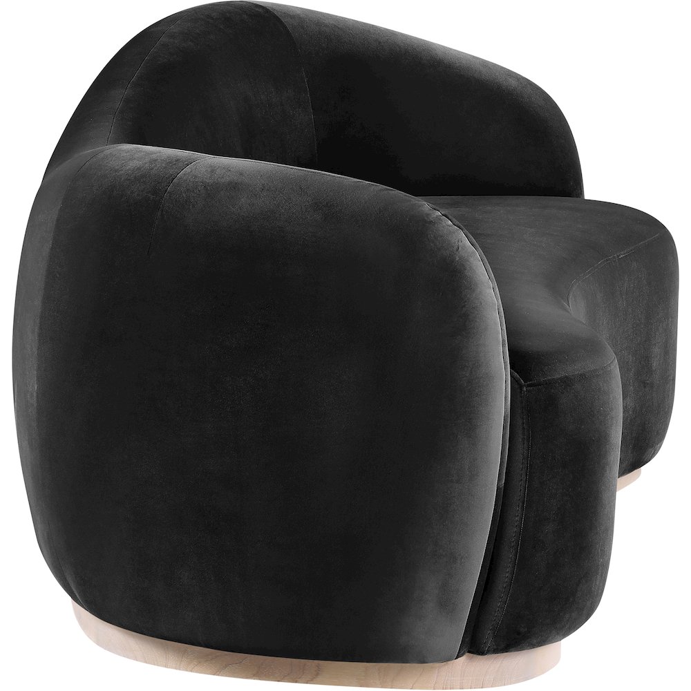 Gustavo 92.5" Black Velvet Upholstered Sofa. Picture 3