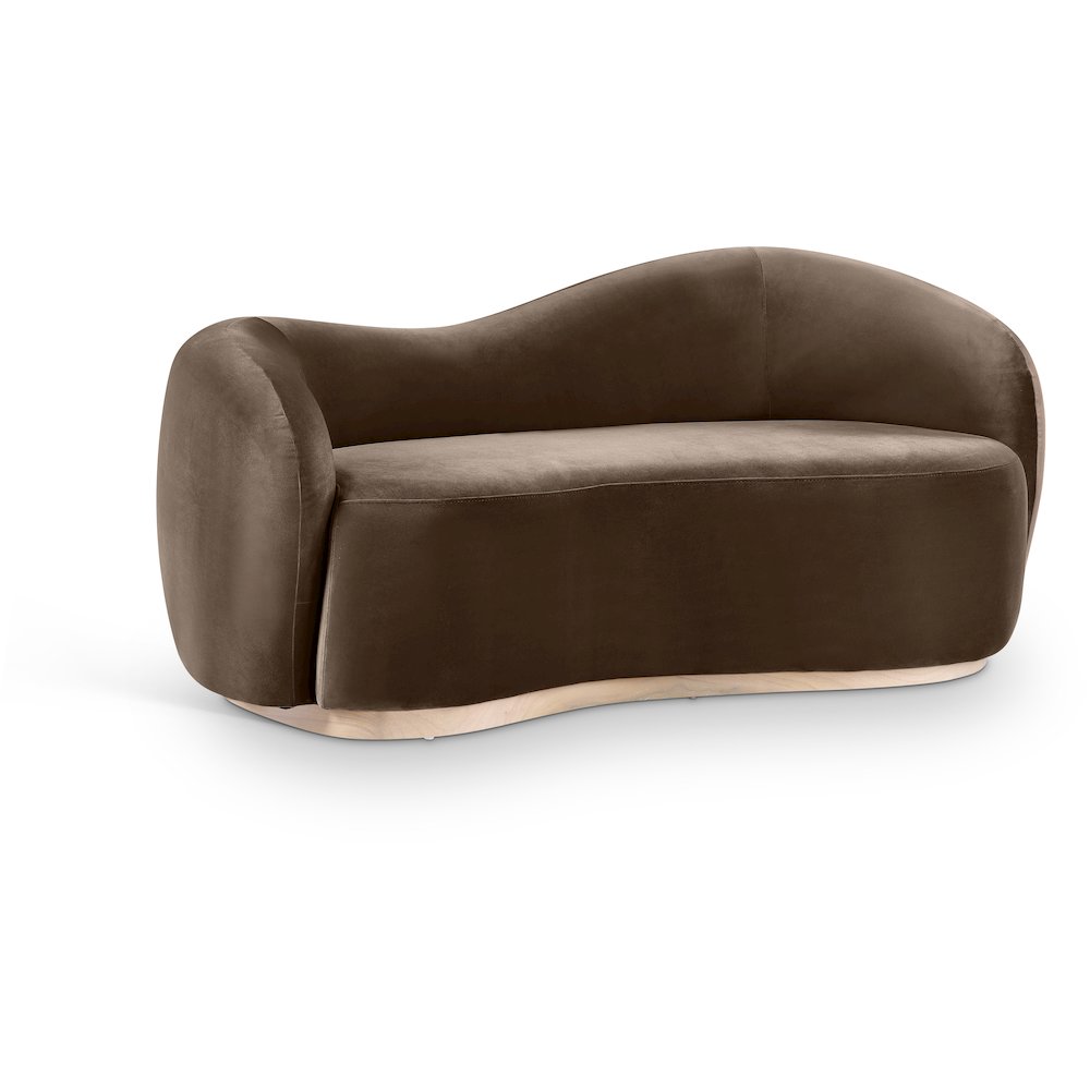 Gustavo 72.5" Brown Velvet Upholstered Loveseat. Picture 1