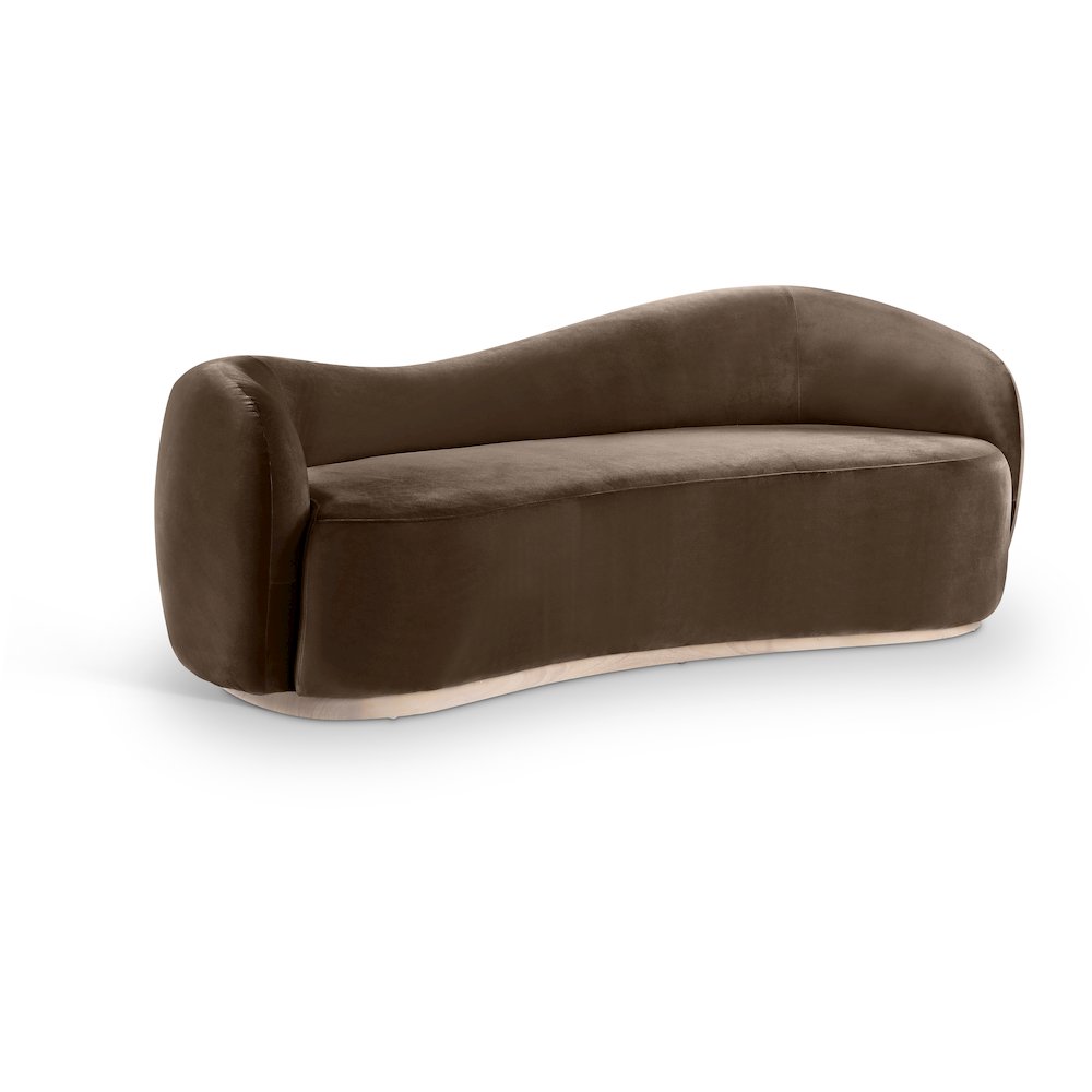 Gustavo 92.5" Brown Velvet Upholstered Sofa. Picture 1