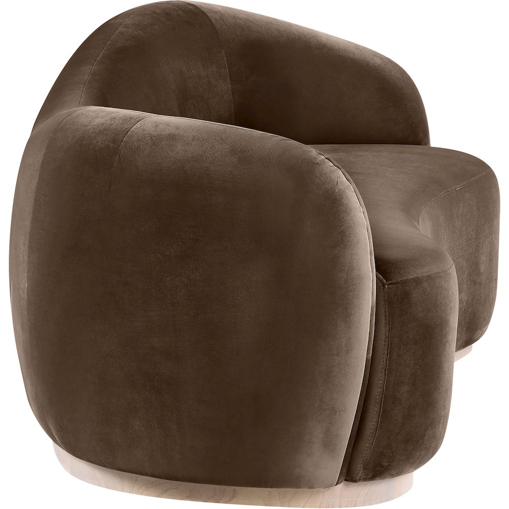 Gustavo 92.5" Brown Velvet Upholstered Sofa. Picture 3
