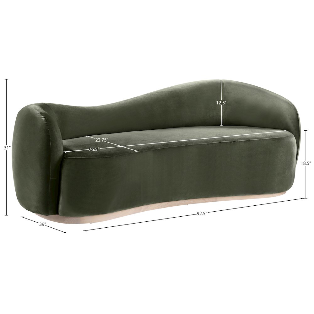 Gustavo 92.5" Green Velvet Upholstered Sofa. Picture 7