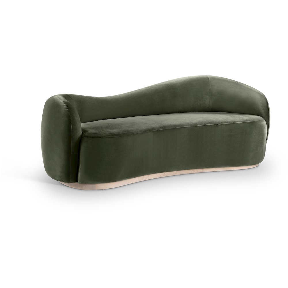 Gustavo 92.5" Green Velvet Upholstered Sofa. Picture 1